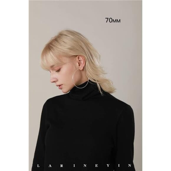 925 Sterling Silver Big Hoop Earrings Minimalist Round Circle Endless Large Hoop - Picture 2 of 7